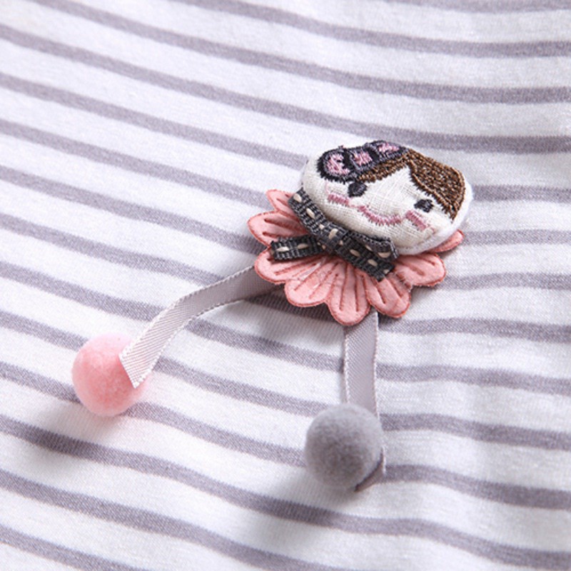 Áo kiểu tay dài họa tiết sọc thời trang cho bé gái