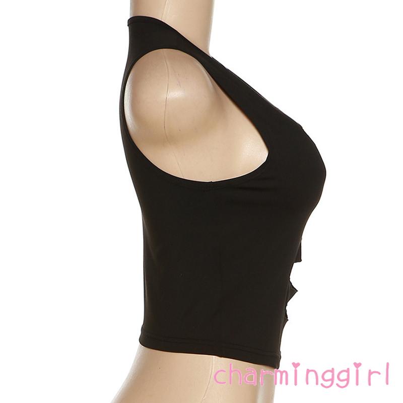 Chm-áo Ba Lỗ Ôm Dáng Màu Trơn Trang Trí Cho Nữ