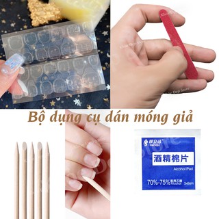 Bộ dụng cụ dán móng tay chân giả Miếng dán Dũa mini Que gỗ tháo móng Lau móng chuyên dụng