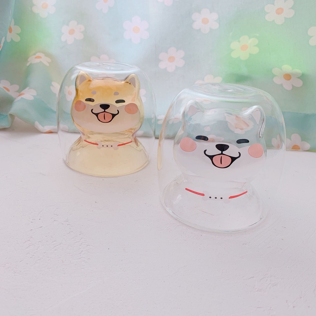 Ly uống nước giữ nhiệt hình chó shiba dễ thương