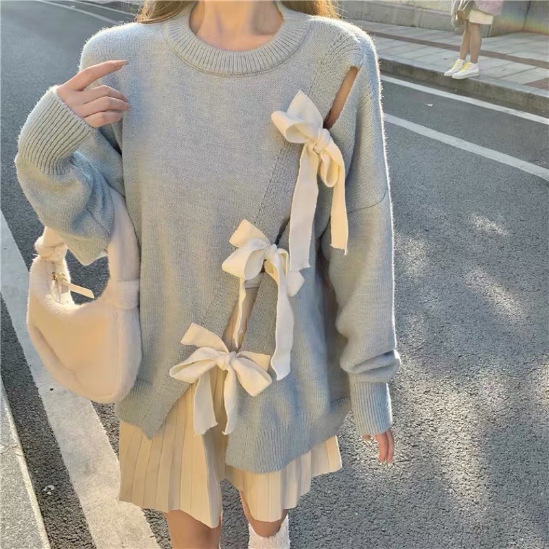 Áo len cột dây chéo