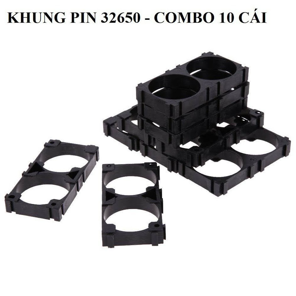 Combo 5 khung và Combo 10 khung nhựa đôi đỡ pin 32650 2S - Cố định pin 2 ô, 0936395395