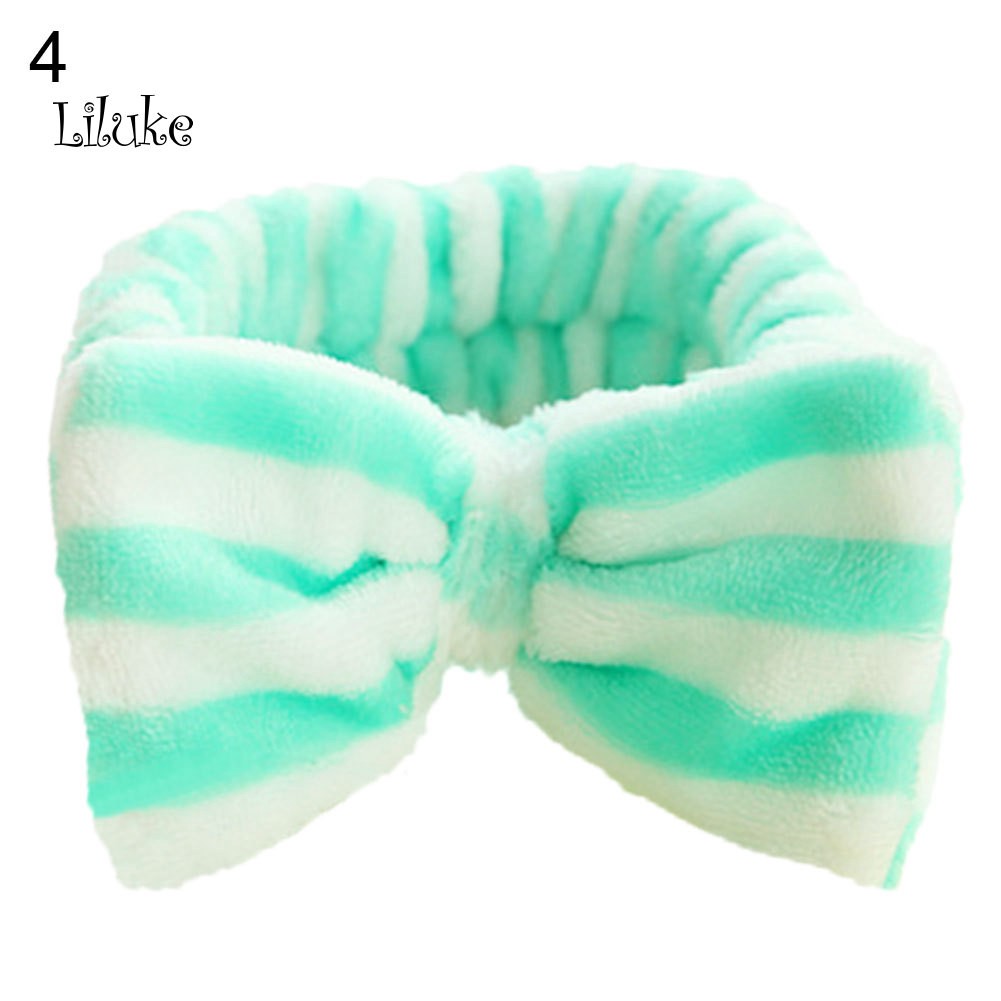Women Bowknot Soft Fleece Elastic Makeup Cosmetic Hair Band Headband