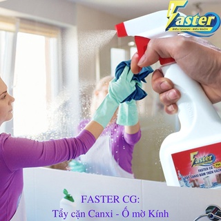 Tẩy cặn canxi vách kính, cửa kính ố bẩn, chống mờ gương, kính nhà tắm, Faster CG plus 350ml