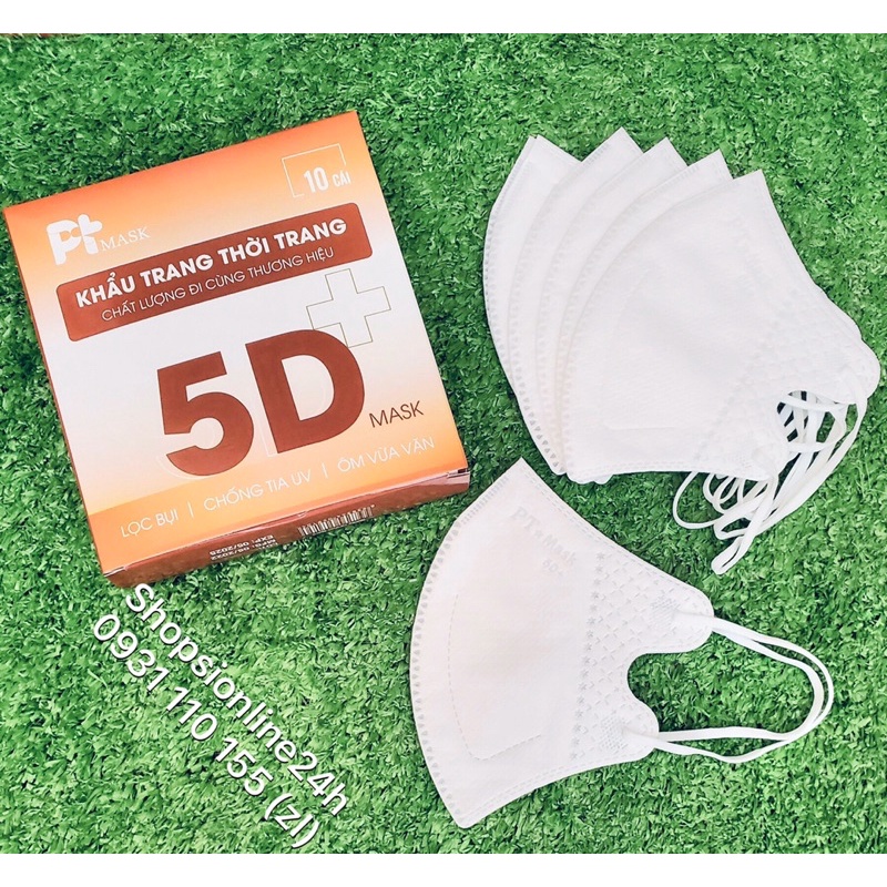 ✅ Hộp 10 cái khẩu trang 5D plus Pt mask Phương Tuyến giấy kháng khuẩn