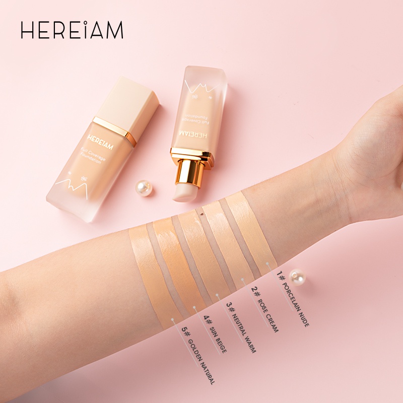 [Hàng mới về]Kem nền HEREIAM dạng lỏng che khuyết điểm mắt lỗ chân lông màu nude tự nhiên 35ml