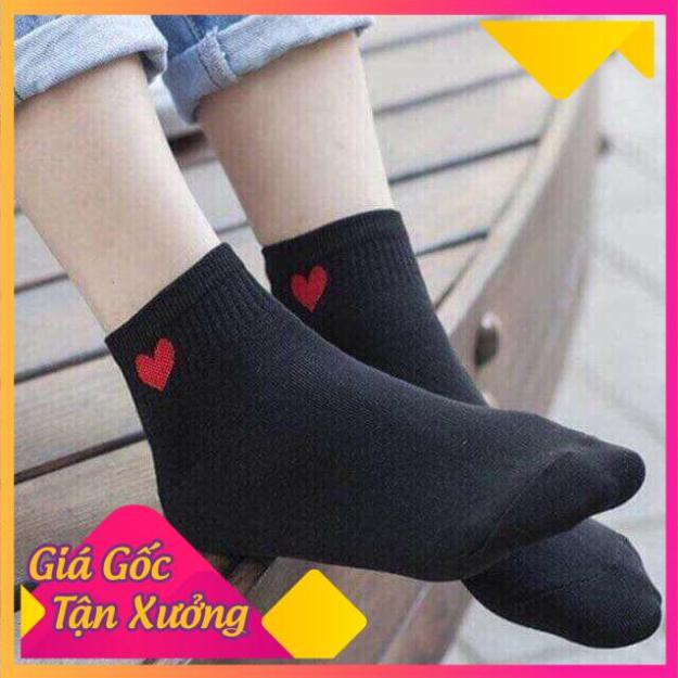 Set 10 Đôi Tất Cổ Ngắn Hoạ Tiết Trái Tim ( Ảnh Thật)