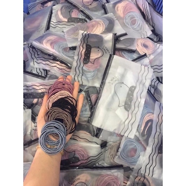 [SIÊU RẺ -SIÊU BỀN] Combo set 100 Dây chun buộc tóc - có túi zip