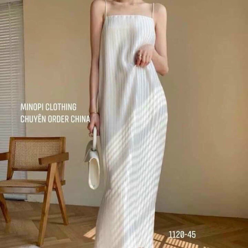 ⚡️DẬP LY⚡️Đầm dập ly hai dây 3 màu đen, trắng, vàng