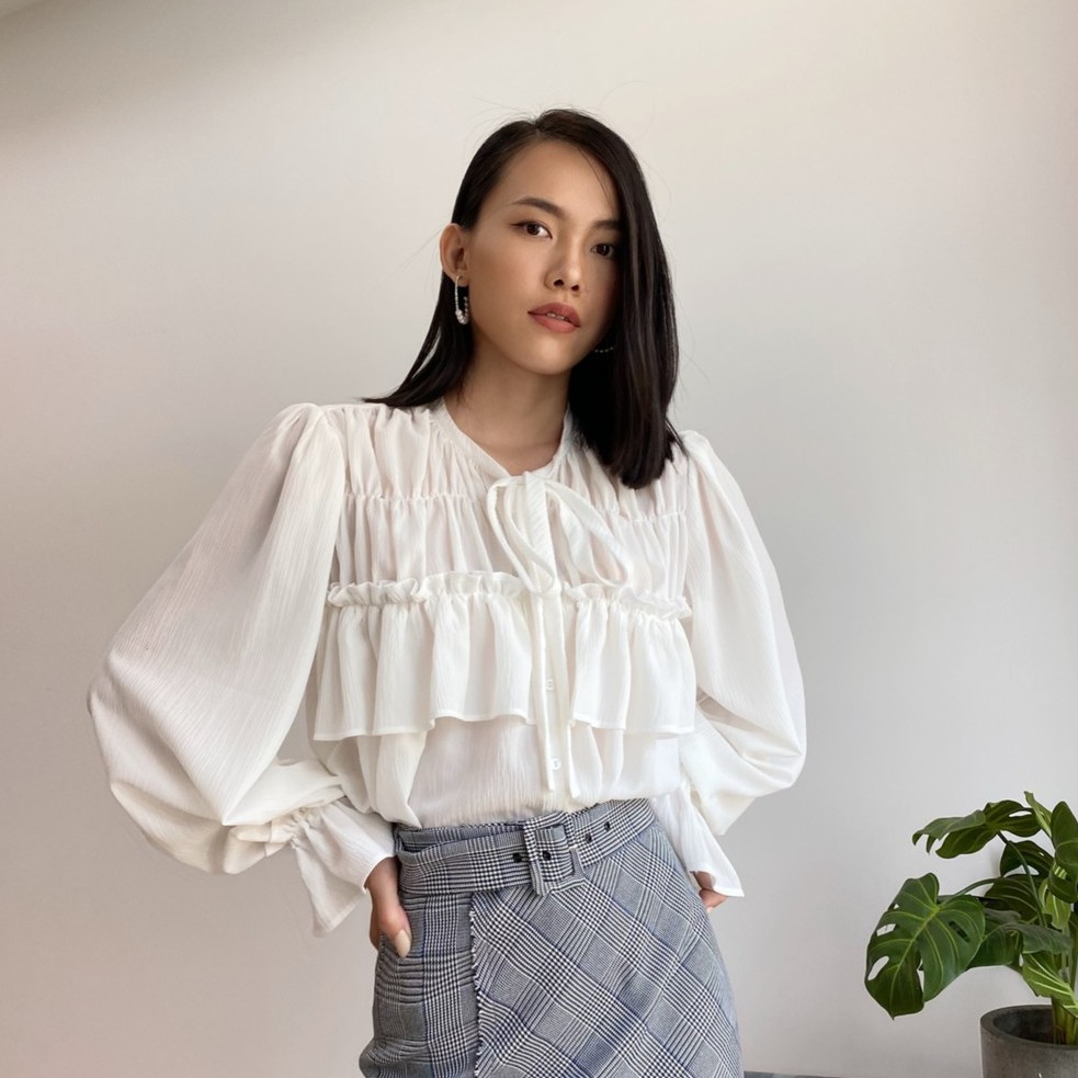 Áo trắng bèo ngực EDINI - A1199