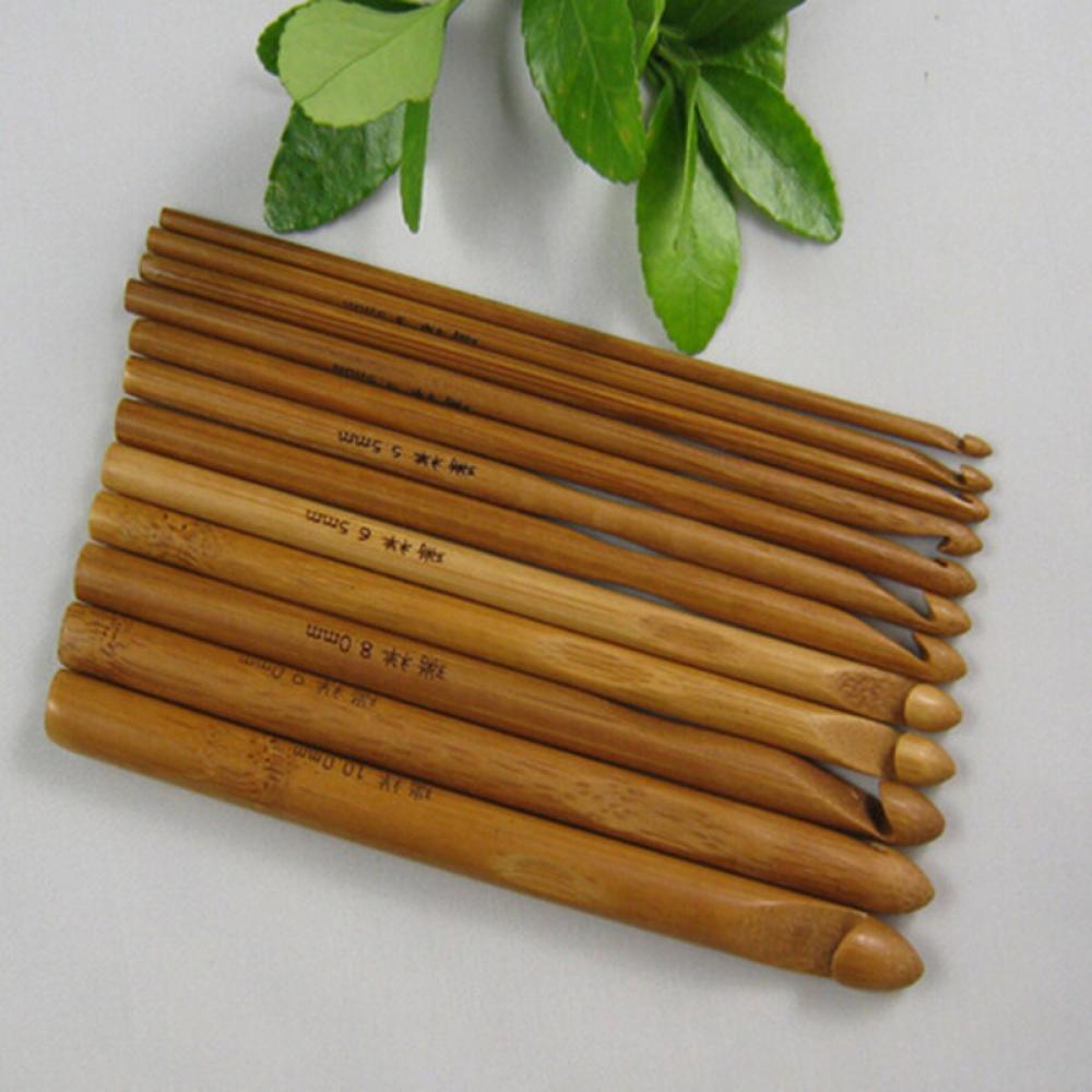 Bộ 12 Cây Móc Len Bằng Tre Chất Lượng Cao