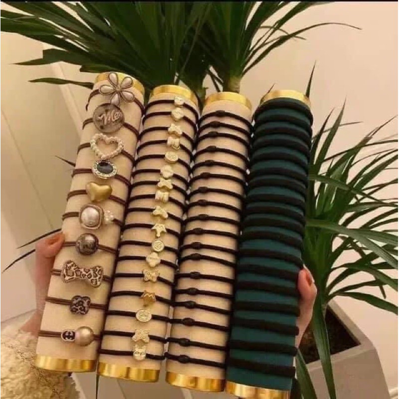 Chun buộc tóc hoạ tiết trơn hàn quốc siêu dai siêu bền thun buộc tóc