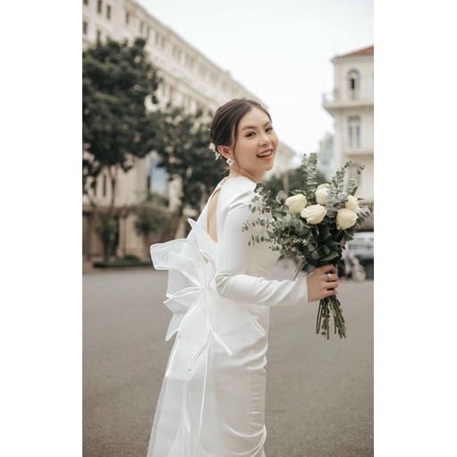 ĐẦM CƯỚI BODY ĐUÔI CÁ KHOÉT LƯNG KẾT NƠ