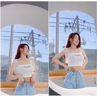 (Xả kho giá gốc) Áo croptop hai dây lưới xinh (hình thật chụp áo)