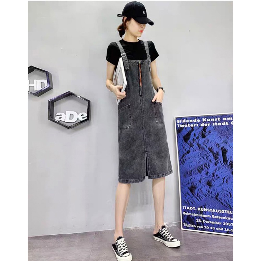 Yếm váy jean SAIGONJEAN dây kéo YJ014 - Yếm bò ulzzang phong cách hàn quốc