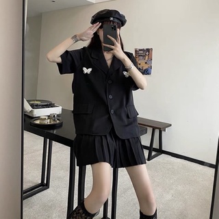 Có bigsize - Set Đầm đen xếp ly cá tính