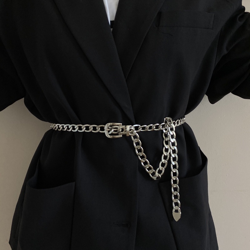 Thắt lưng 19601 kiểu dây xích chất liệu kim loại thời trang retro đơn giản cá tính