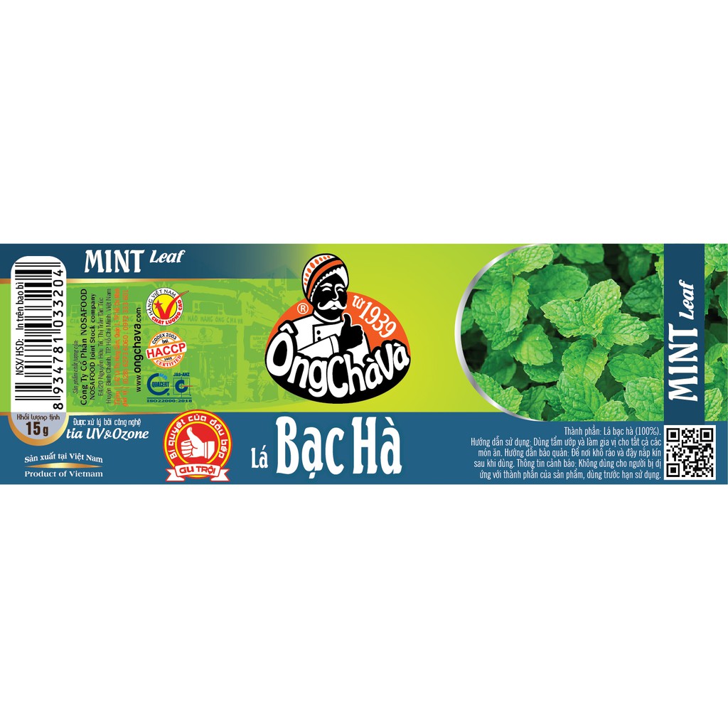 Lá Bạc Hà Ông Chà Và 15gr (Mint Leaf) - 100% Lá Bạc Hà Sấy Khô - Xuất Xứ Ai Cập