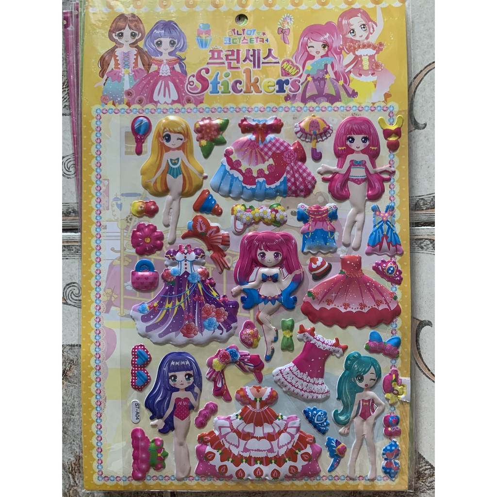 Set sticker dán 3D cao cấp phối đồ cho công chúa cùng các phụ kiện xinh yêu