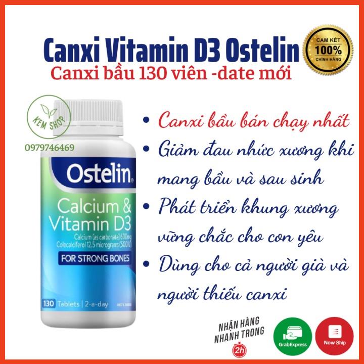 [Cam Kết Hàng Auth] Canxi bầu Ostelin Calcium &amp; Vitamin d3 bổ sung Canxi, D3 cho bà bầu, mẹ cho con bú