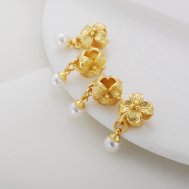 Hạt Xâu Làm Trang Sức Hình Cỏ Bốn Lá Màu Vàng 18k