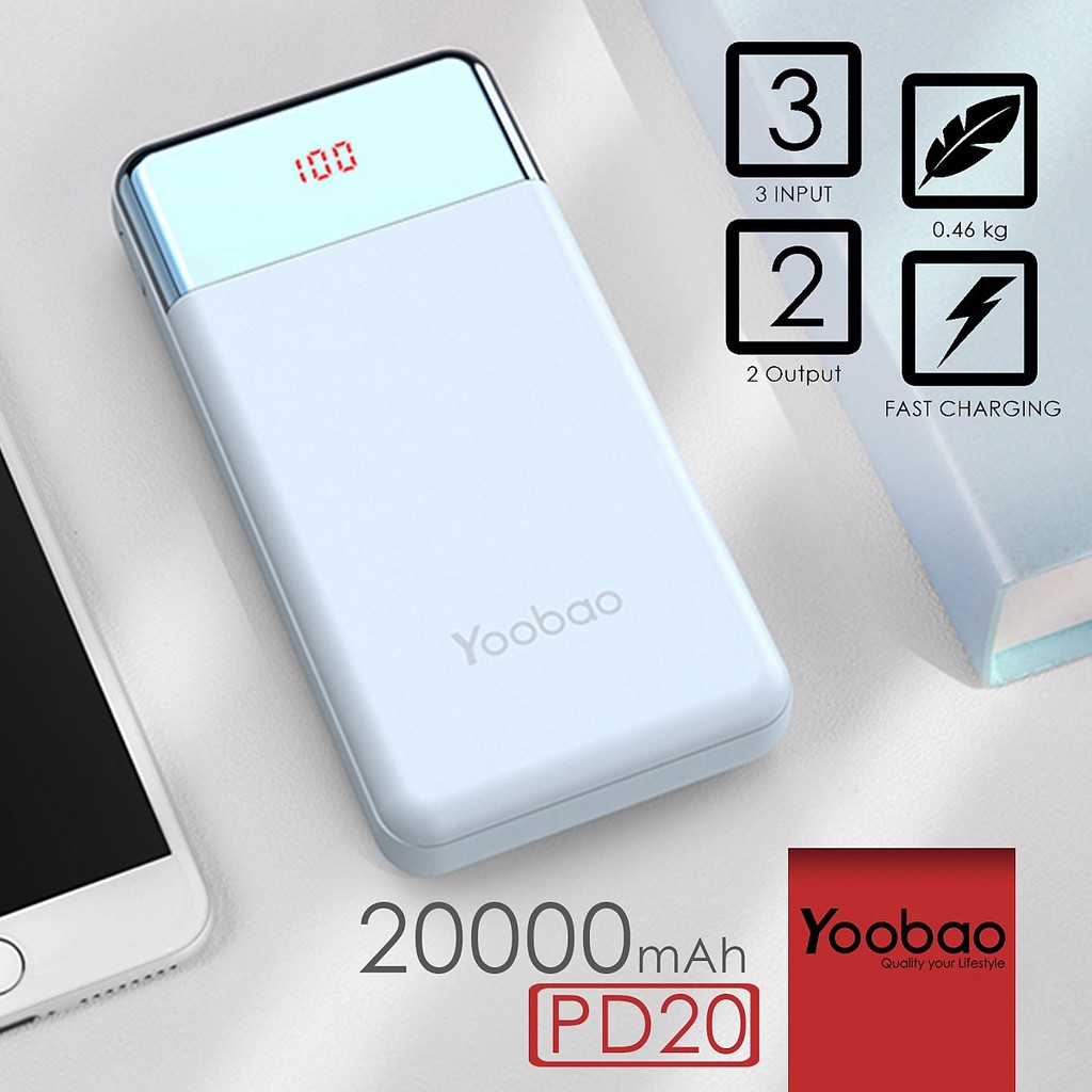 Sạc dự phòng nhanh Yoobao 20000mAh PD20 - Hàng chính hãng