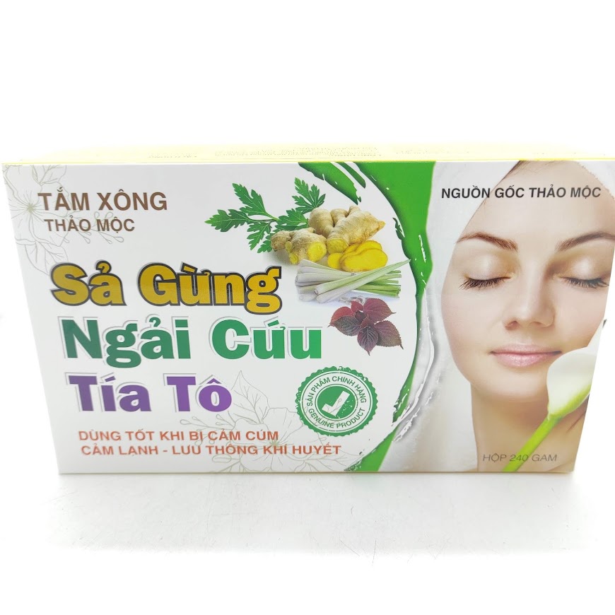 Tắm Xông thảo mộc Chanh Sả Gừng ngải Cứu Tía Tô hỗ trợ giảm cam, ho, nhức đầu tiêu hóa kém, dạ dày