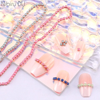 Móng Tay Mới Kim Cương Giả Ngọc Trai Dây Chuyền Ánh Sáng Kim Loại Sang Trọng Kim Cương Móng Tay Nghệ Thuật Trang Sức Có Thể Cắt DIY Trang Trí Móng Vuốt Khoan Dây Xích