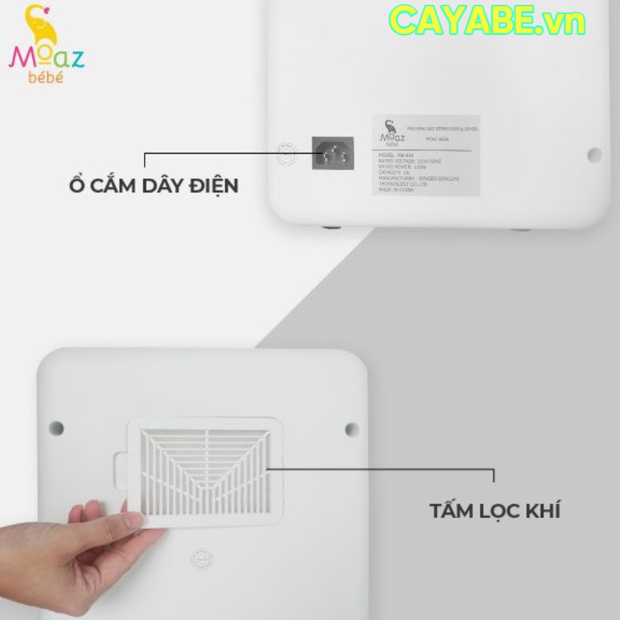 Máy tiệt trùng bình sữa tia UVC, sấy khô và bảo quản cho bé 3 in 1 MOAZ BÉBÉ MB-038 (Bảo hành chính hãng 12 tháng)