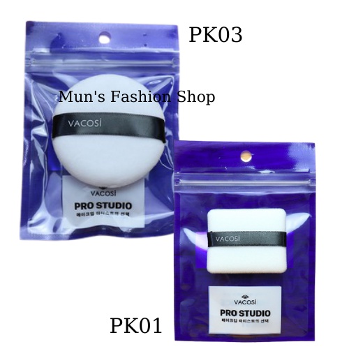Bông phấn khô tròn Pro + Khô vuông Pro Vacosi PK03 + PK01