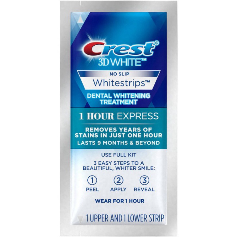 Miếng Dán Trắng Răng Crest 3D White 1-Hour Express E9