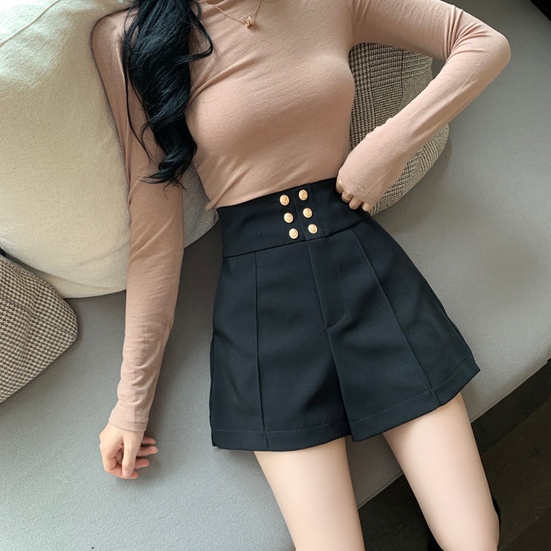 Quần short nữ cạp cao lưng cao Doloxi 6 khuy khóa lưng vải tuyết mưa Q40