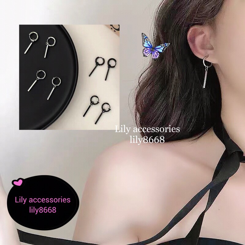 Stick Earring khuyên tai và kẹp tai titan thanh không cần xỏ lỗ không gỉ không đen không dị ứng nam nữ unisex