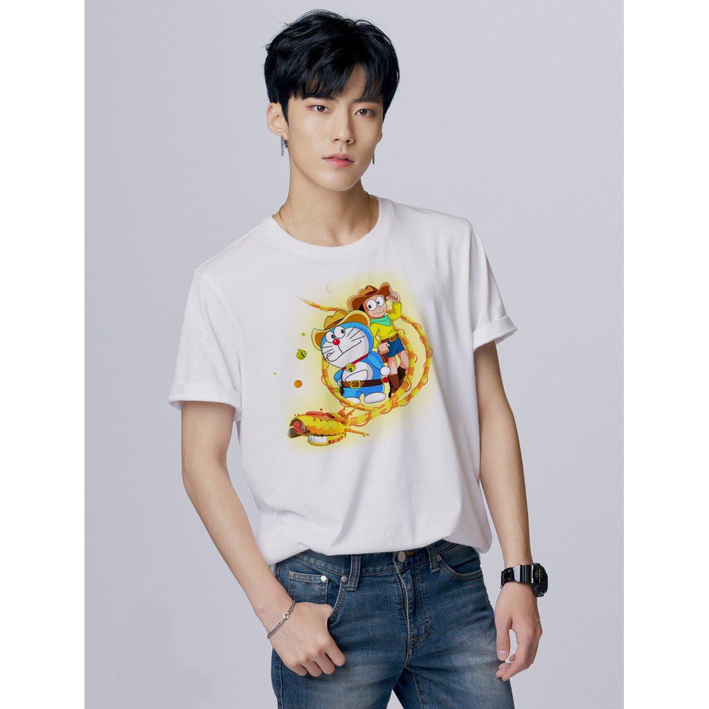 Áo thun Nam in hình Doraemon và nobita - Cotton Thun Phong Cách Cá Tính - Cực Chất Và Đẹp