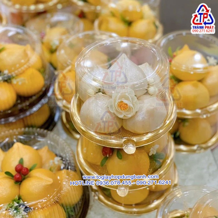 Hộp A1680 đựng bánh bao đào tiên - Hộp đựng bánh kem 14cm - Hộp đựng bánh bông lan trứng muối