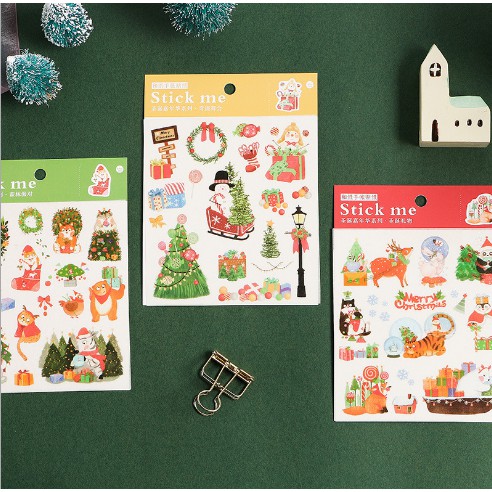 Miếng Hình Dán Sticker DIY Trang Trí Giáng Sinh Merry Christmas Cực Dễ Thương