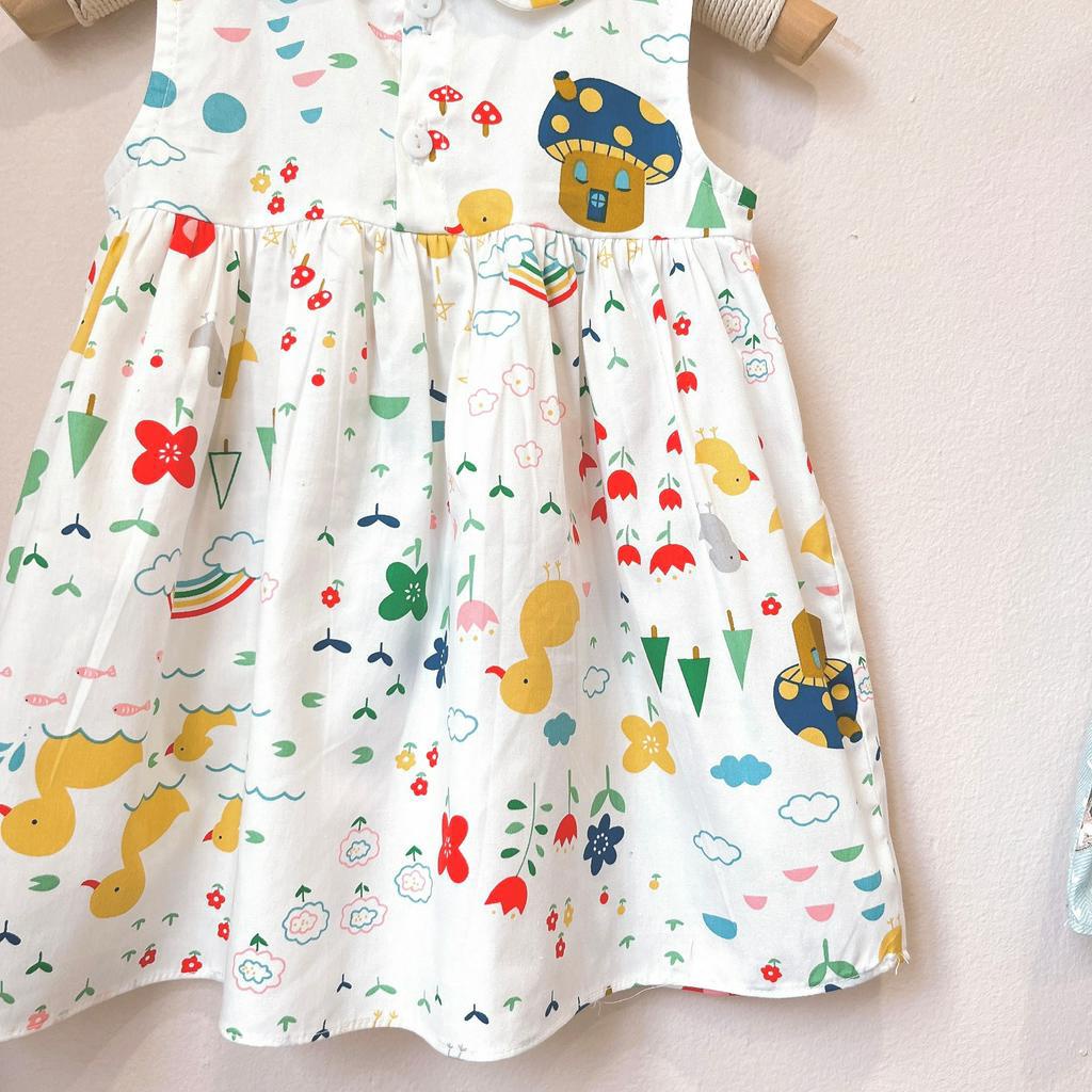 VÁY BÉ GÁI CỔ SEN HOẠ TIẾT HOẠT HÌNH - MT2073