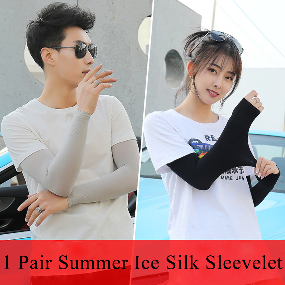 Găng ống tay vải lụa lạnh bảo vệ chống tia UV giữ ấm thoáng khí dùng khi chơi golf/ chơi thể thao nhiều màu lựa chọn