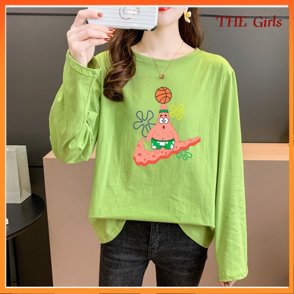 Áo Thun Tay Dài Dáng Rộng In Hình Mickey Thời Trang wH1w