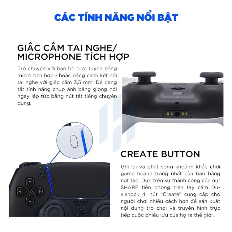 Tay cầm PS5 Đen không dây chính hãng Dualsense Controller cho máy Playstation 5 Midnight Black