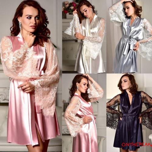 Áo choàng ngủ vải lụa phối ren gợi cảm dành cho nữ | BigBuy360 - bigbuy360.vn