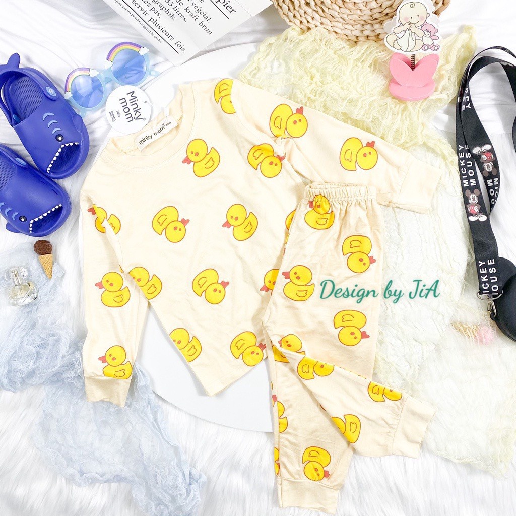 [SALE] Bộ Quần Áo Bé Gái, Bé Trai Minky Mom Hoạ Tiết Vịt Vàng, Bộ Dài Tay Thun Lạnh Cho Bé Mặc Nhà MKMTD2232