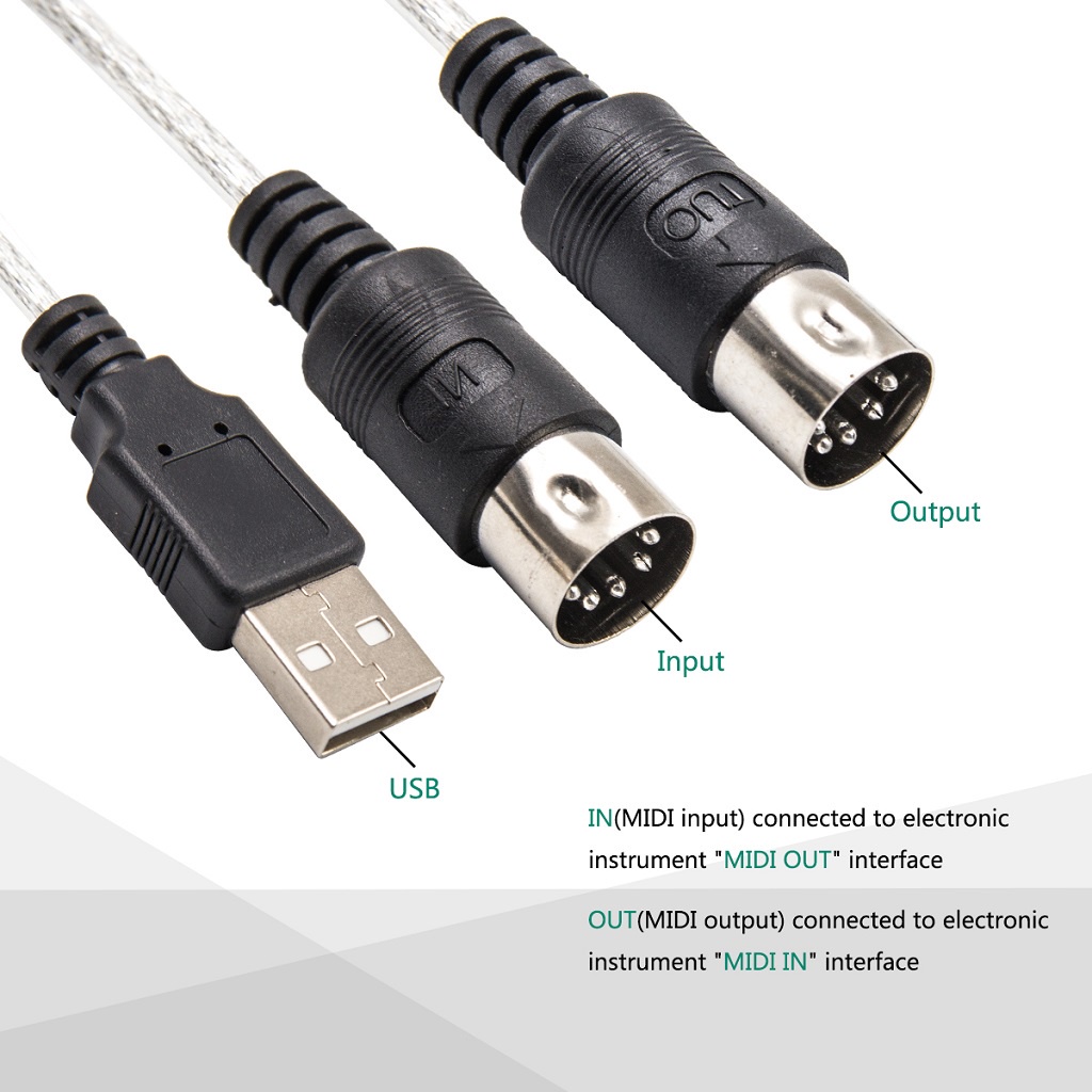 Dây Cáp Chuyển Đổi Bàn Phím Đàn piano Điện Cổng USB MIDI Với Cáp Trống Điện Tử