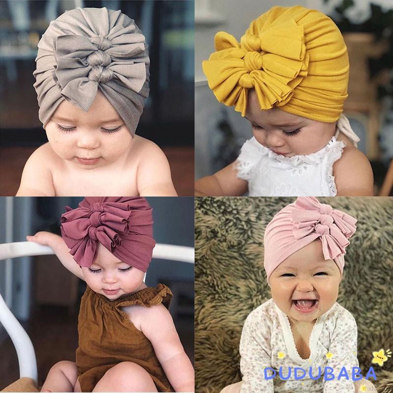 Mũ Trùm Đầu Đính Nơ Cho Bé Gái 0-4 Tuổi