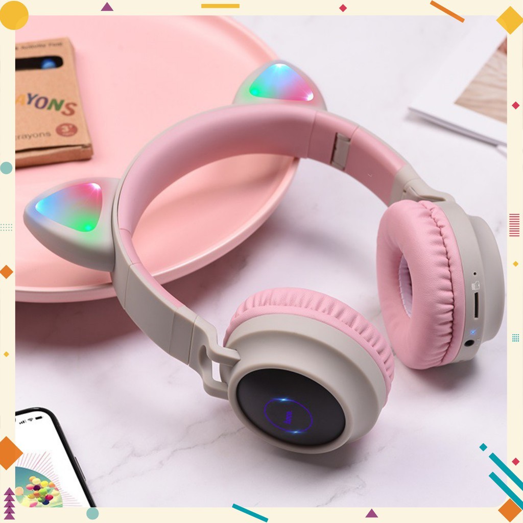 [Mã 267ELSALE hoàn 7% đơn 300K] Tai nghe chụp tai mèo Headphone Bluetooth HOCO W27