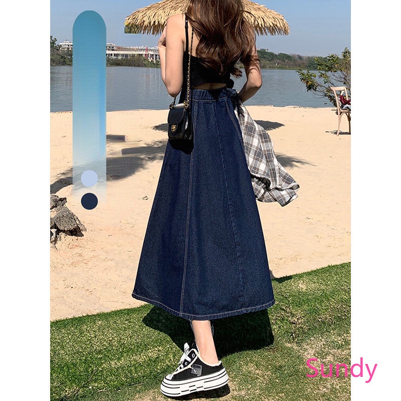 Chân váy jean Chữ A Lưng Cao Xếp Ly Thời Trang Mùa Hè Dành Cho Nữ Plus Size