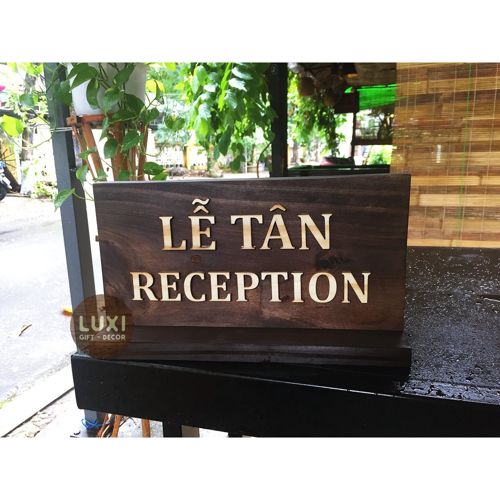 Bảng hiệu gỗ quầy lễ tân đẹp - giá rẻ decor khách sạn