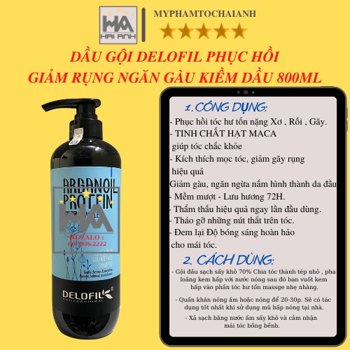 DẦU GỘI DƯỠNG ẨM PHỤC HỒI DELOFIL 500ml - 800ml