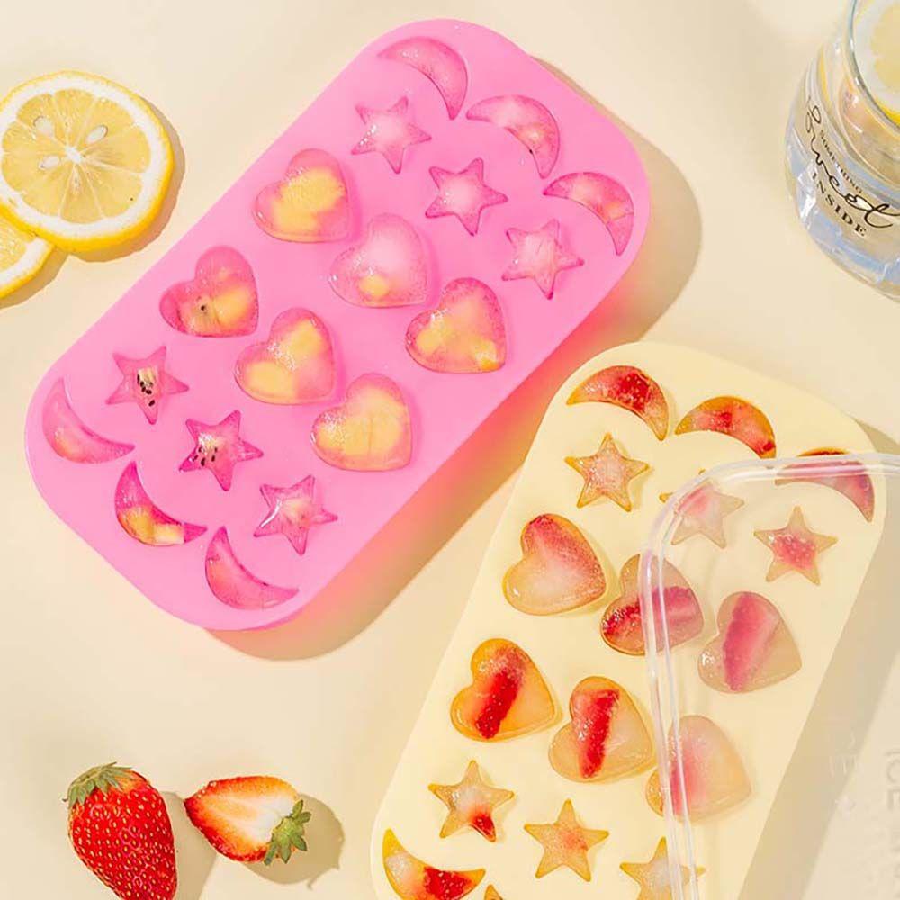 Khuôn Silicone Làm Đá Viên Hình Trái Tim / Mặt Trăng / Ngôi Sao 3D