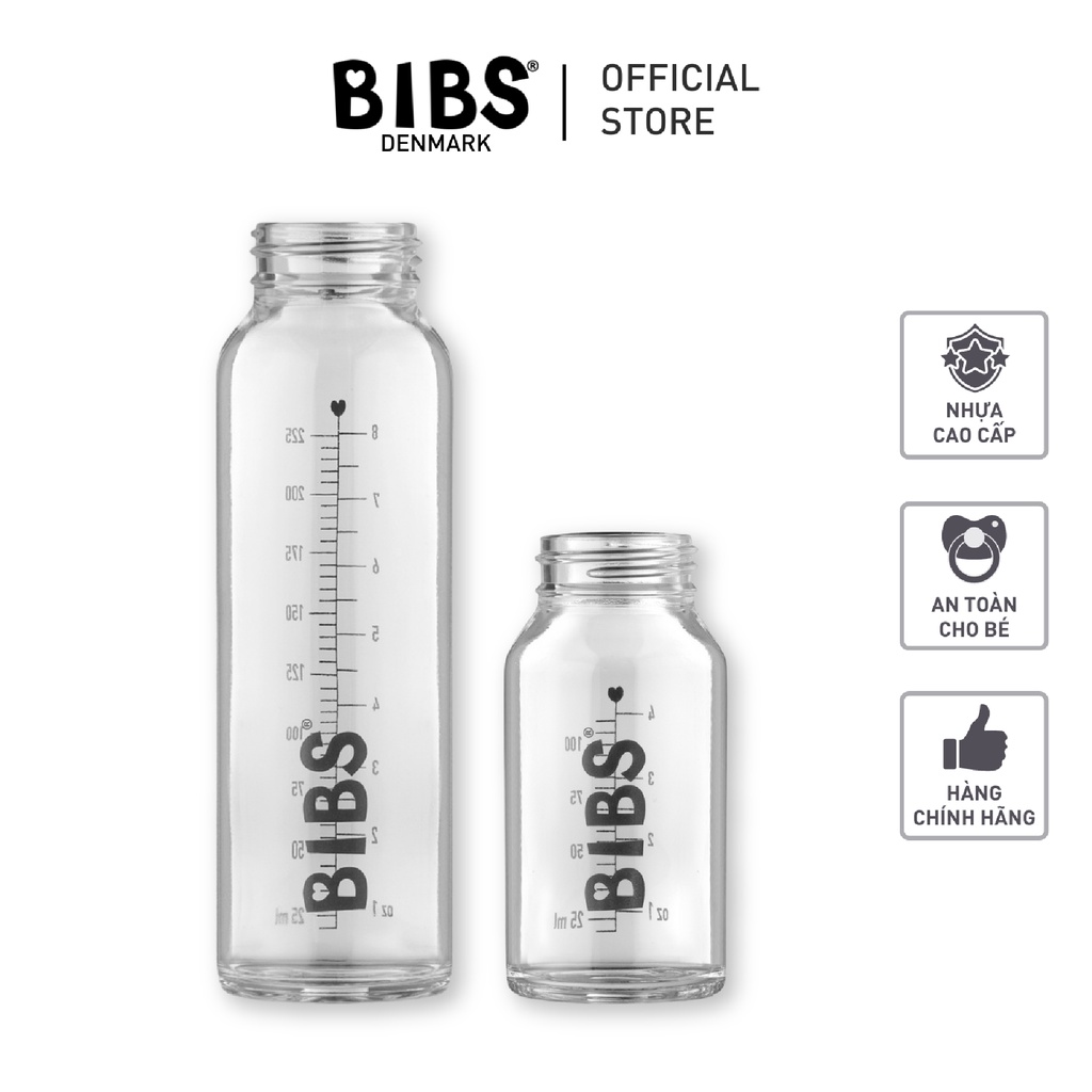 Bình Thủy Tinh BIBS Baby Bottle Thay Thế Bình Sữa Em Bé Đan Mạch Chính Hãng Dung Tích 110ml/225ml